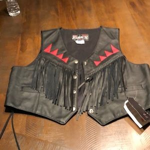 Black leather vest